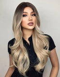 Peruca Par Sintetic DALIANA   Balayage Saten Mediu/Blond Platinat