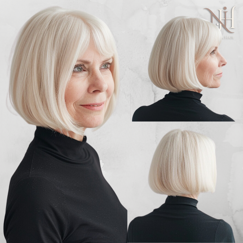 Peruca Madame Bob Scurt cu Breton Blond Platinat