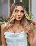 Peruca Par Sintetic NORIKA  Balayage Saten Mediu/Blond Nisipiu