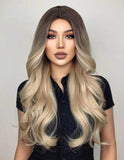 Peruca Par Sintetic DALIANA   Balayage Saten Mediu/Blond Platinat