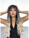 Peruca Par Sintetic HRISTINA Ombre Negru/Blond Platinat