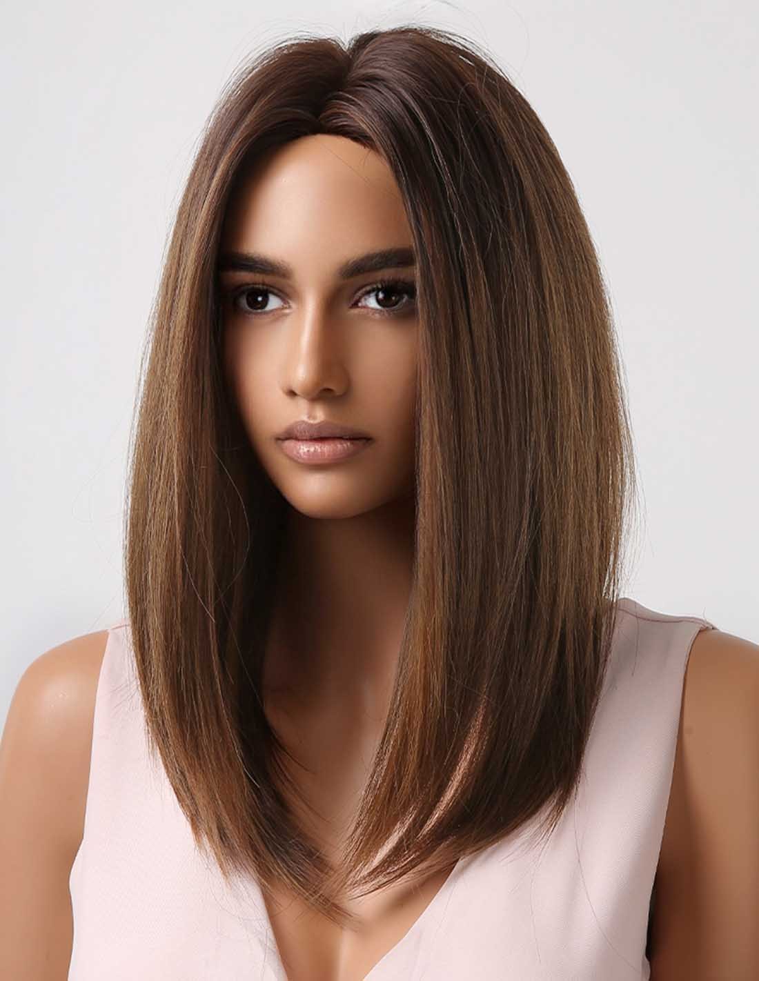 Peruca Par Sintetic PETRINA  Balayage Saten Ciocolatiu/Saten Caramel