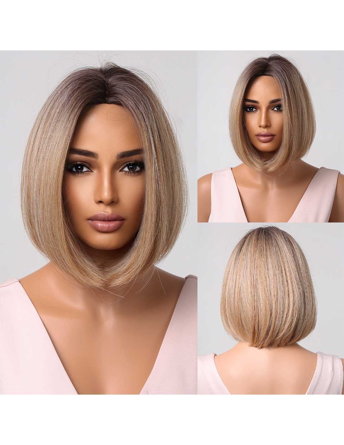 Peruca Par Sintetic VENUS   Ombre Saten Mediu/ Blond Bej/Blond Auriu