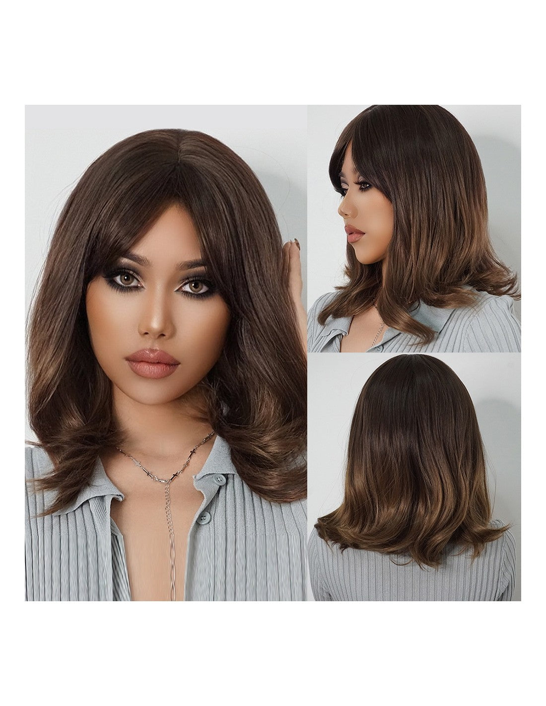 Peruca Par Naturala Fashion BENEDICTA Saten Inchis Balayage