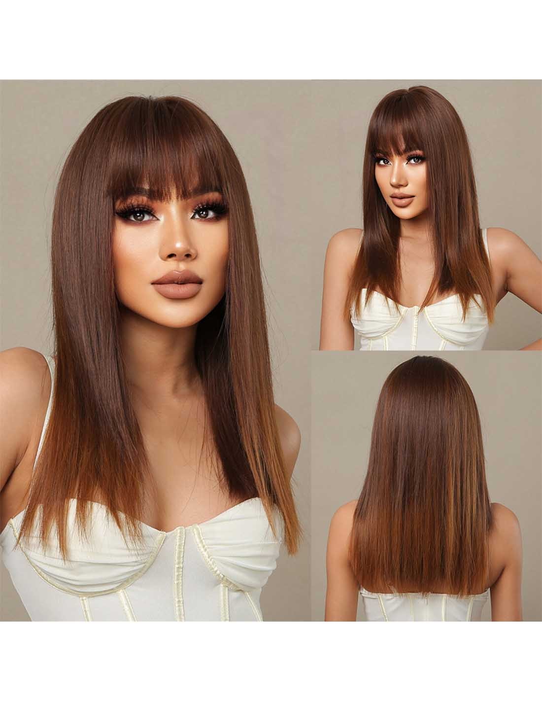 Peruca Par Sintetic AYDA Ciocolatiu Balayage