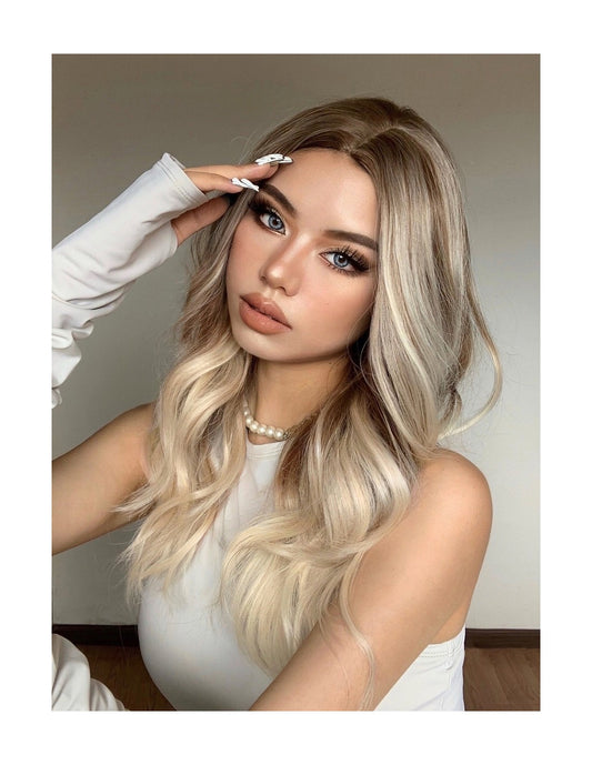 Peruca Par Sintetic HERTA  Balayage Saten Deschis/Blond Platinat