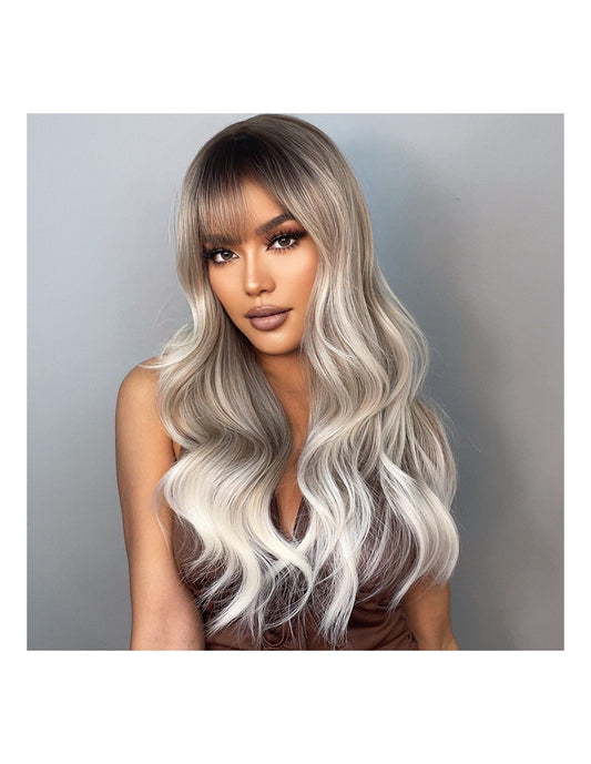 Peruca Par Sintetic IRISA  Balayage Saten Inchis/Light Grey/White Blonde