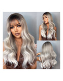 Peruca Par Sintetic IRISA  Balayage Saten Inchis/Light Grey/White Blonde