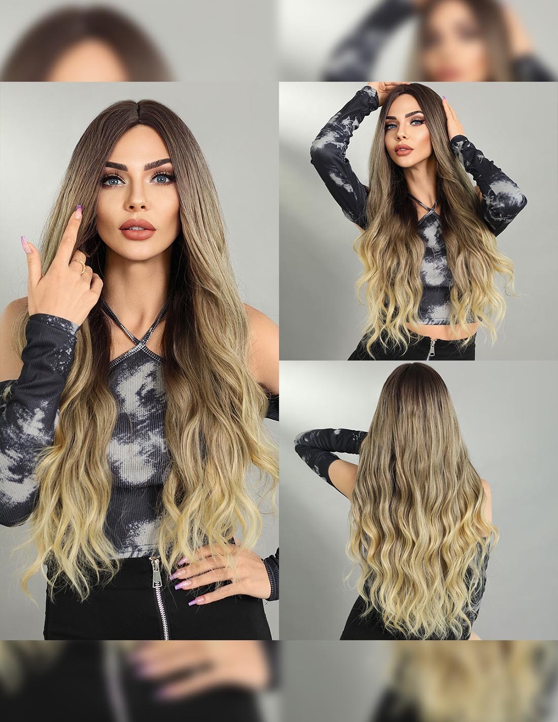 Peruca Par Sintetic DILARA  Ombre Saten Mediu/Blond Aluna