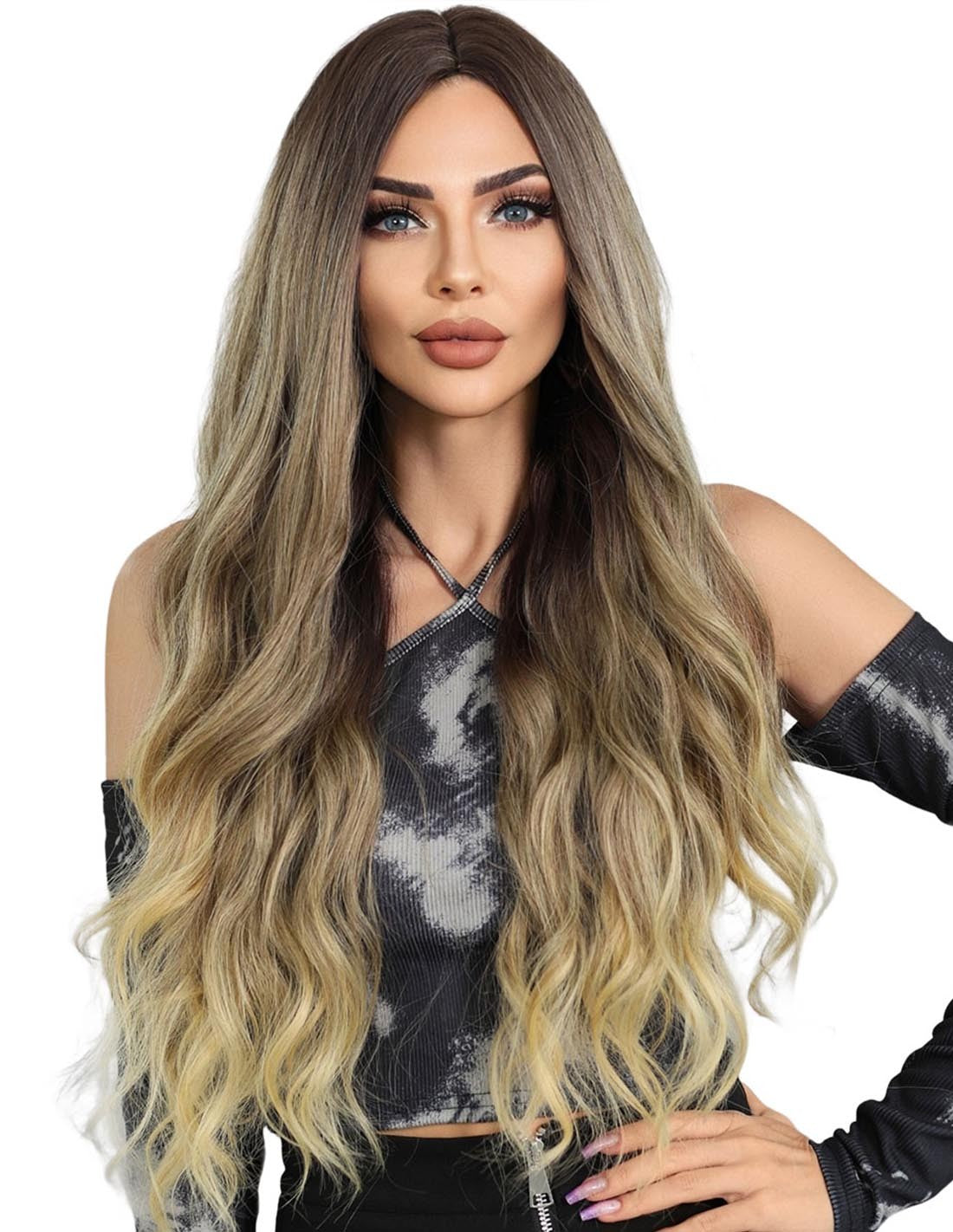 Peruca Par Sintetic DILARA  Ombre Saten Mediu/Blond Aluna