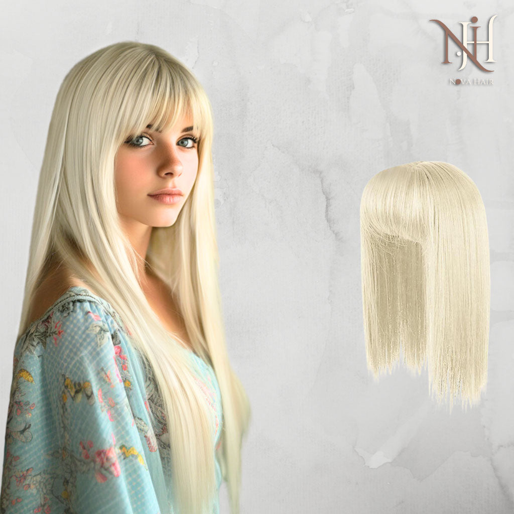 Semiperucă Cu Breton Blond Platinat 60